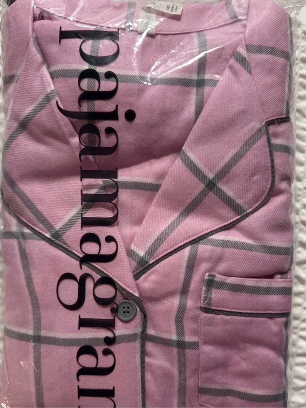 PajamaGram Pink Plaid Women’s Pajama Set  Med